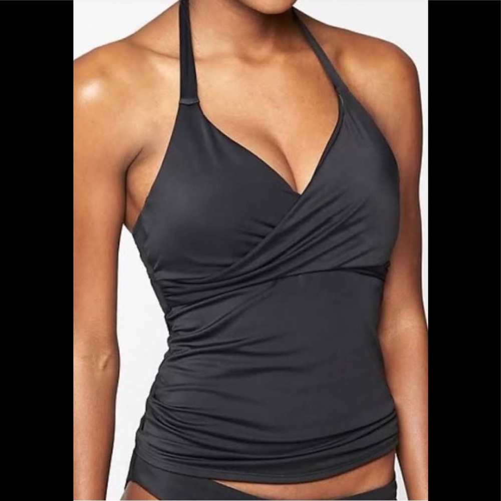Athleta Bra Cup Wrap Tankini Black 36D/DD NWT